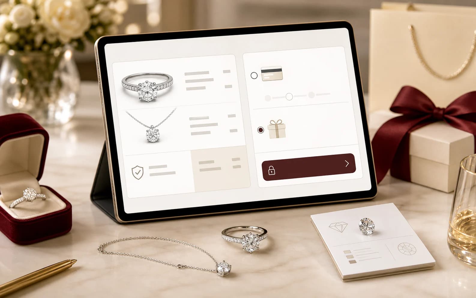Leyloon quote and checkout scene with selected jewelry, gift delivery cues, and secure checkout